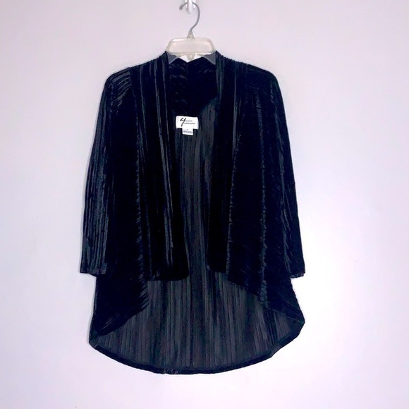 Andrea Jovine Black Velvet line texture opera swing jacket open front new w/tag - Picture 1 of 6